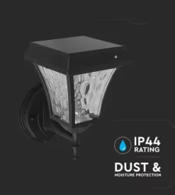 Illuminazione Per Esterno|Applique led solare a muro da esterno vtac nero 3000+4000+6000k