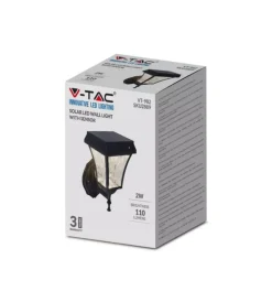Illuminazione Per Esterno|Applique led solare a muro da esterno vtac nero 3000+4000+6000k