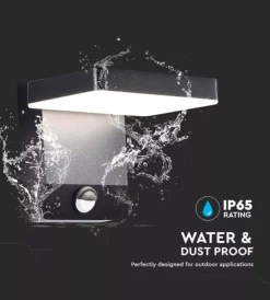 Clearance Applique led solare da esterno quadrata vtac nero 3000k Illuminazione Per Esterno