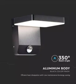 Clearance Applique led solare da esterno quadrata vtac nero 3000k Illuminazione Per Esterno