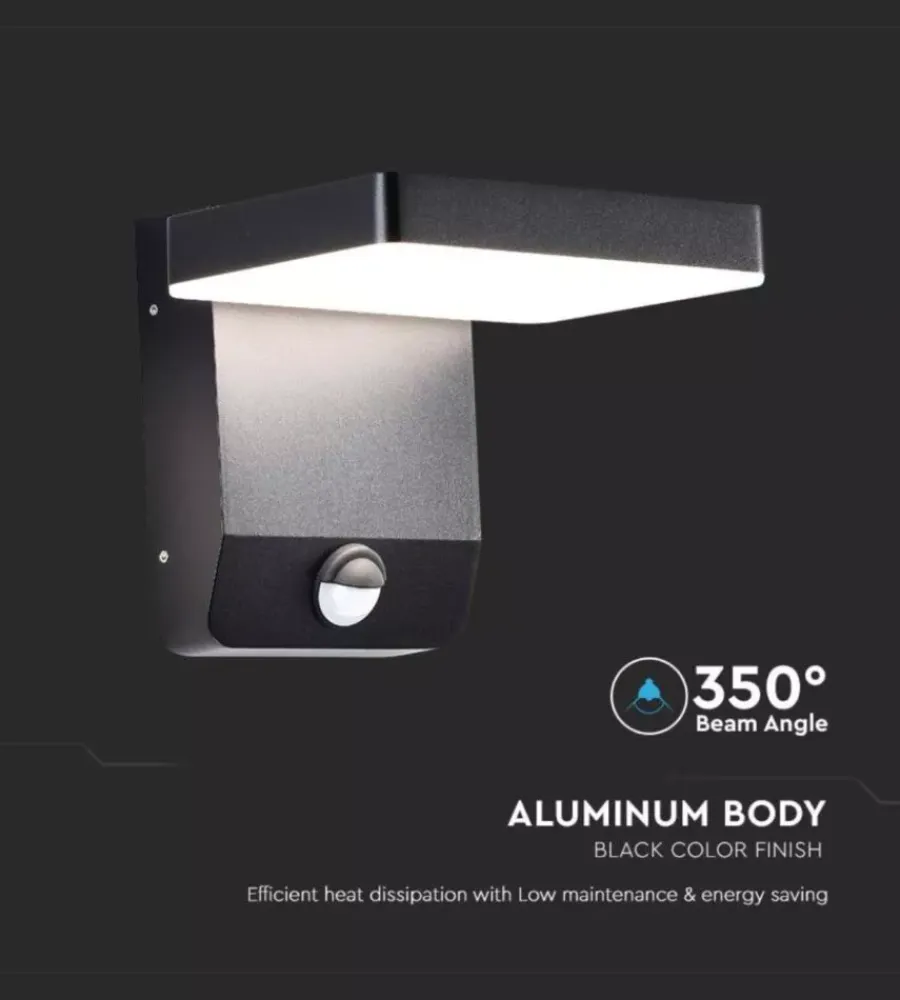 Clearance Applique led solare da esterno quadrata vtac nero 3000k Illuminazione Per Esterno