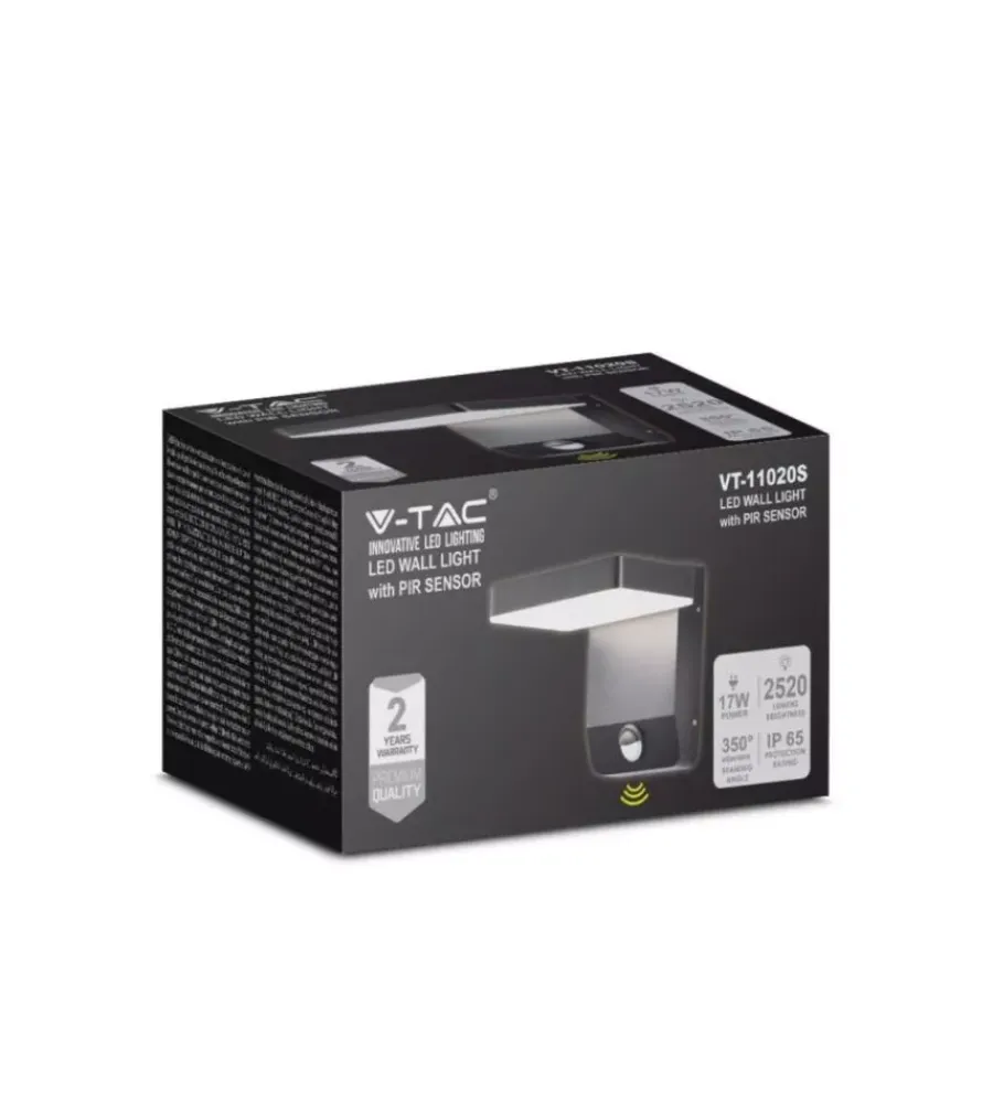 Clearance Applique led solare da esterno quadrata vtac nero 3000k Illuminazione Per Esterno