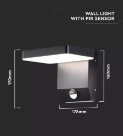 Clearance Applique led solare da esterno quadrata vtac nero 3000k Illuminazione Per Esterno