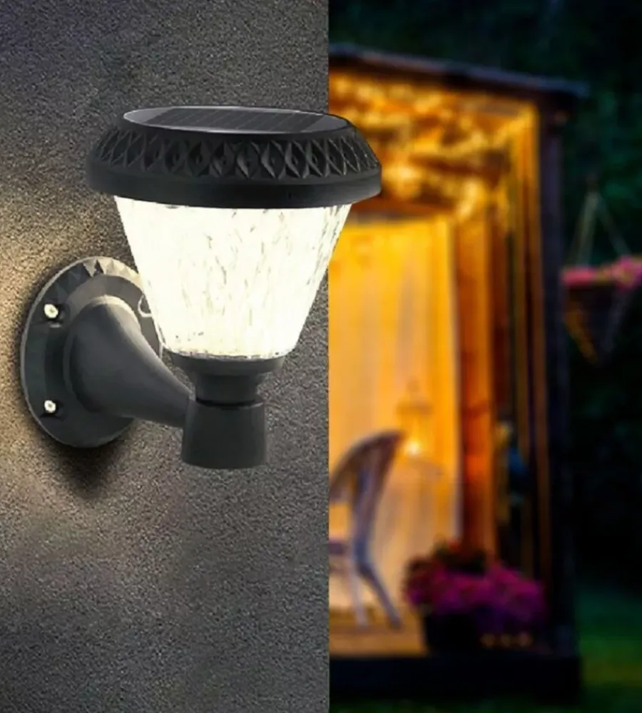 Illuminazione Per Esterno- Applique led solare da esterno vtac a cono con telecomando 3in1