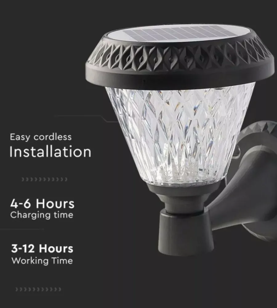 Illuminazione Per Esterno- Applique led solare da esterno vtac a cono con telecomando 3in1