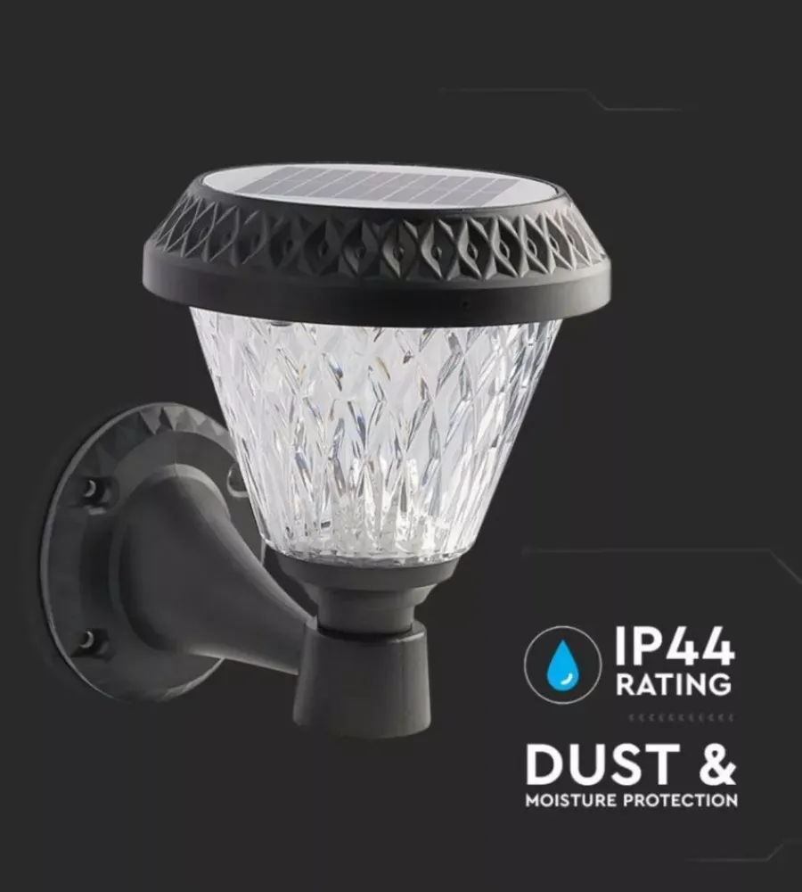 Illuminazione Per Esterno- Applique led solare da esterno vtac a cono con telecomando 3in1