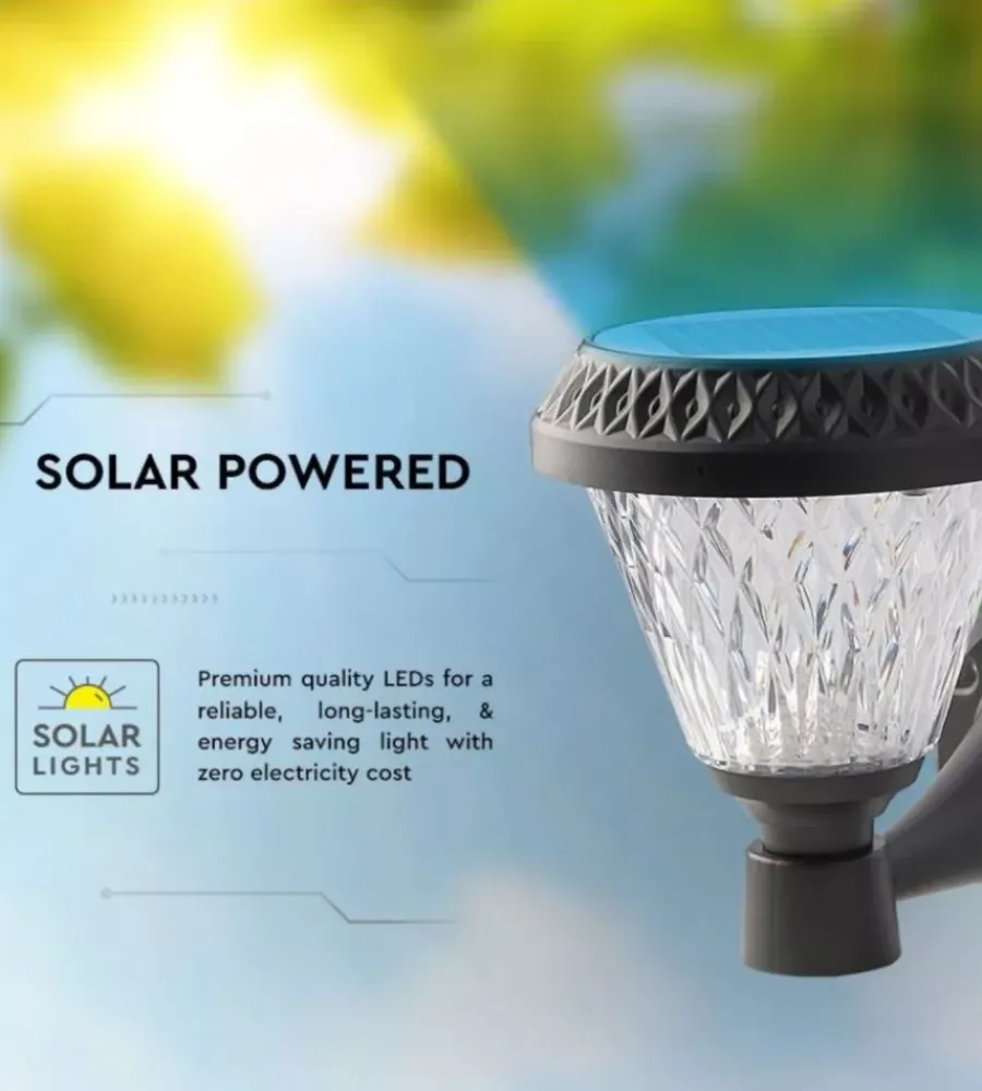 Illuminazione Per Esterno- Applique led solare da esterno vtac a cono con telecomando 3in1