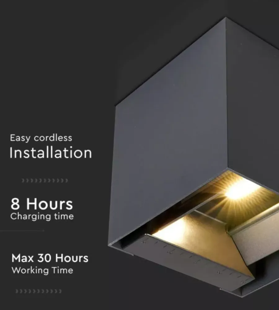Illuminazione Per Esterno|Applique led solare da esterno vtac nero 4000k