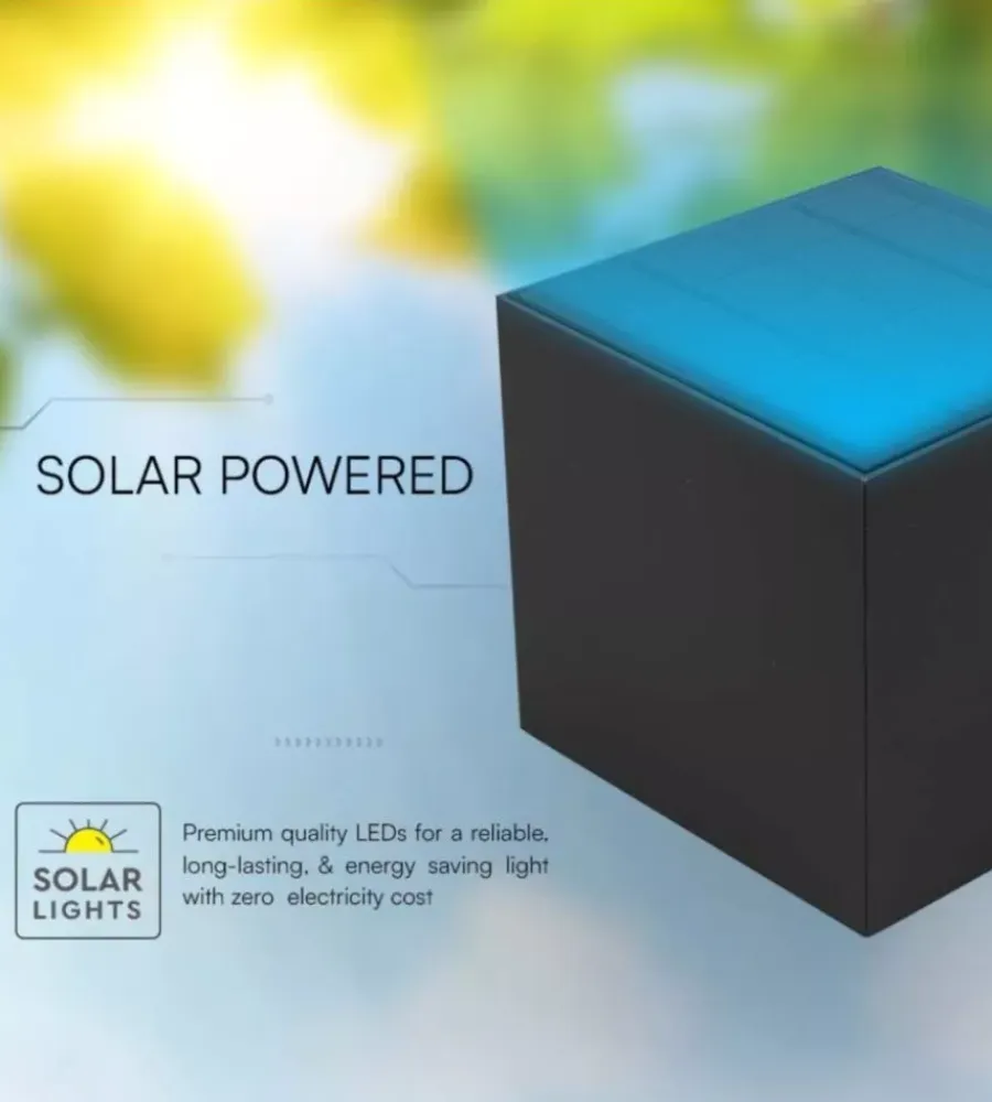 Illuminazione Per Esterno|Applique led solare da esterno vtac nero 4000k