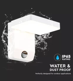 Illuminazione Per Esterno- Applique led solare da esterno quadrata vtac bianco 4000k