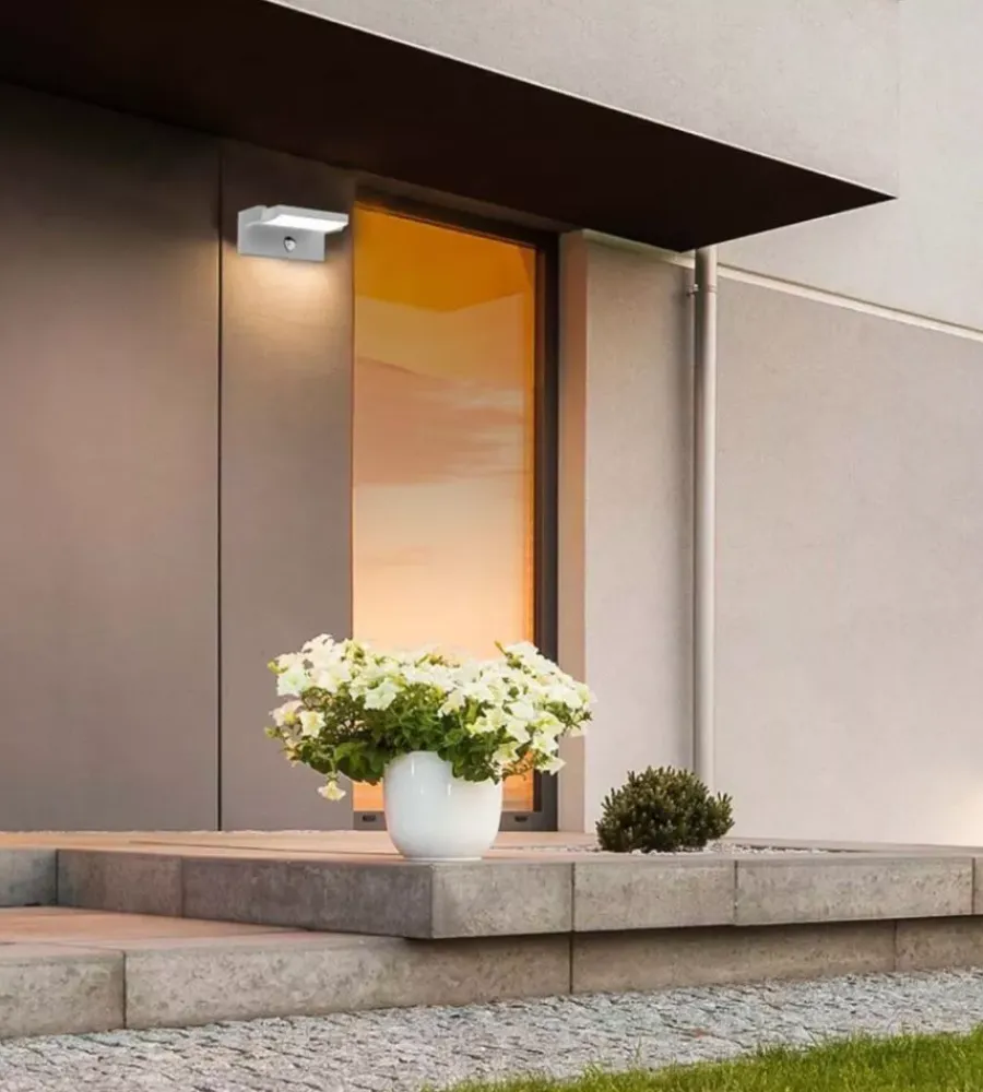 Illuminazione Per Esterno|Applique led solare da esterno rettangolare vtac nero 4000k