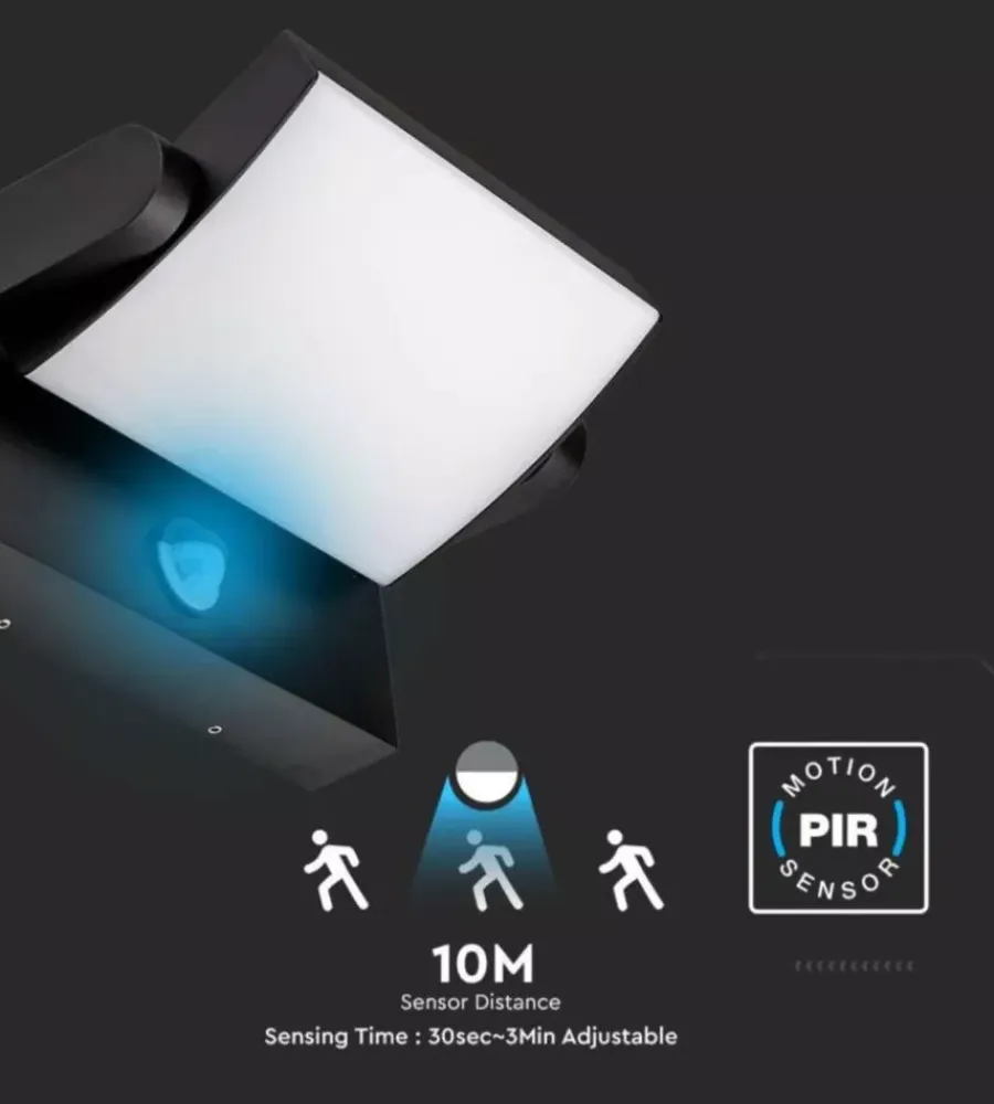 Illuminazione Per Esterno|Applique led solare da esterno rettangolare vtac nero 4000k