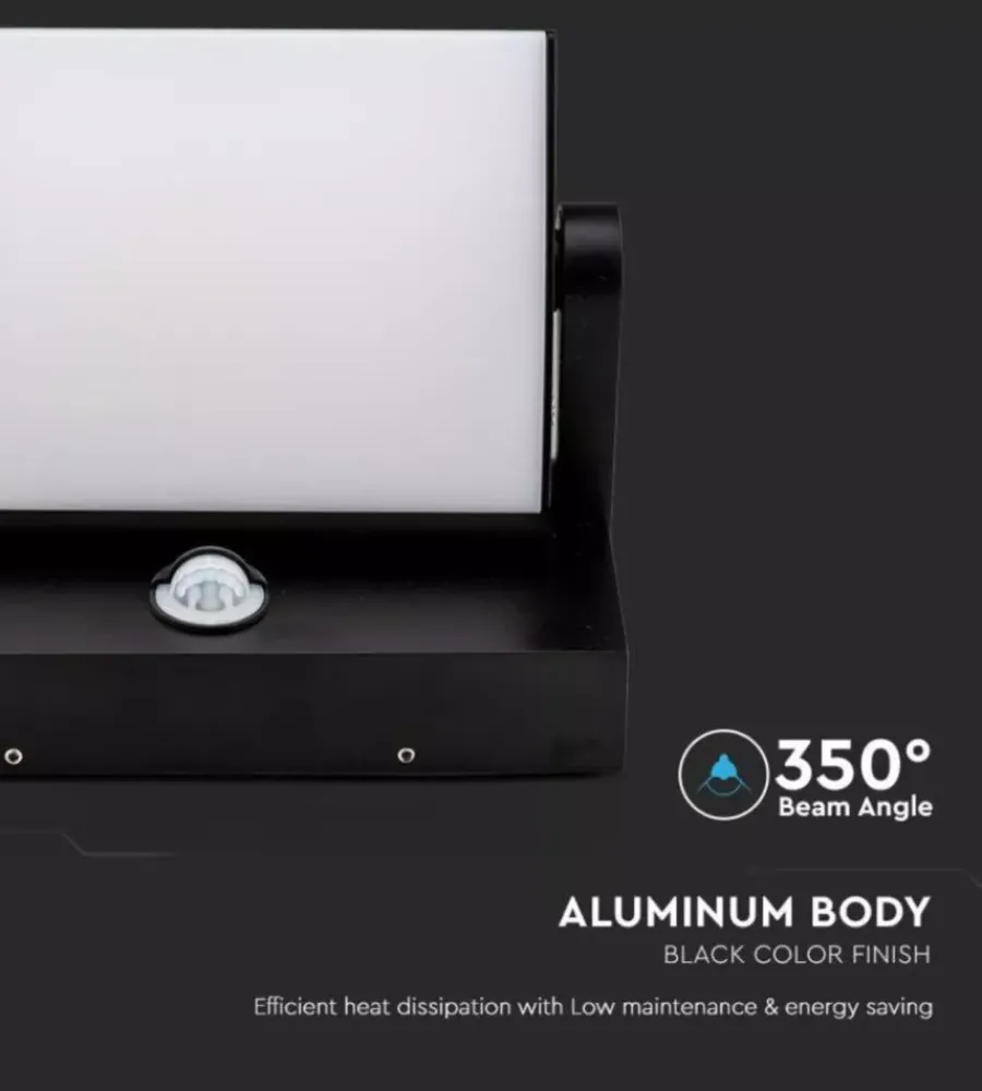 Illuminazione Per Esterno|Applique led solare da esterno rettangolare vtac nero 4000k