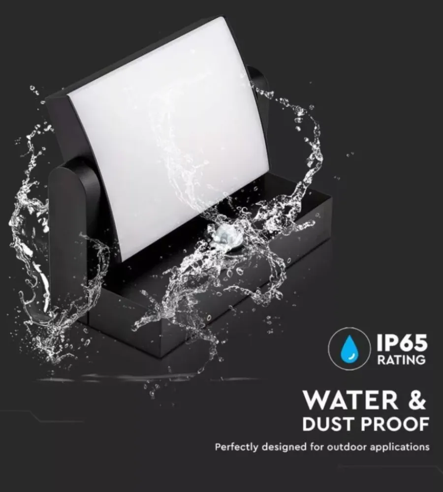 Illuminazione Per Esterno|Applique led solare da esterno rettangolare vtac nero 4000k