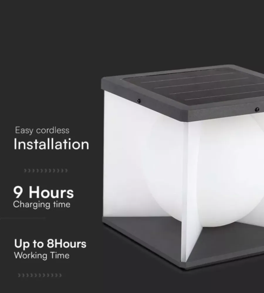 Clearance Applique led solare da esterno vtac nero con telecomando 3000k 3w Illuminazione Per Esterno