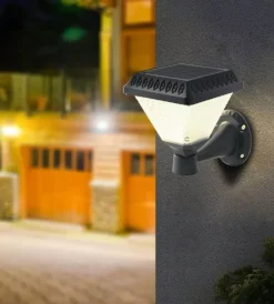 New Applique led solare vtac nero a piramide con telecomando 3in1 Illuminazione Per Esterno