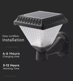 New Applique led solare vtac nero a piramide con telecomando 3in1 Illuminazione Per Esterno