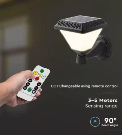 New Applique led solare vtac nero a piramide con telecomando 3in1 Illuminazione Per Esterno