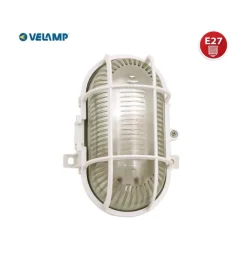 Outlet Applique ovale in plastica bianca e vetro e27, 60w Illuminazione Per Esterno
