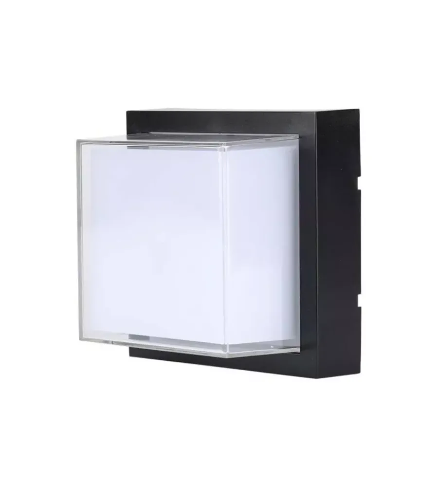 Illuminazione Per Esterno|Applique quadrata da 12w scoperta led da esterno vtac nero 3000k