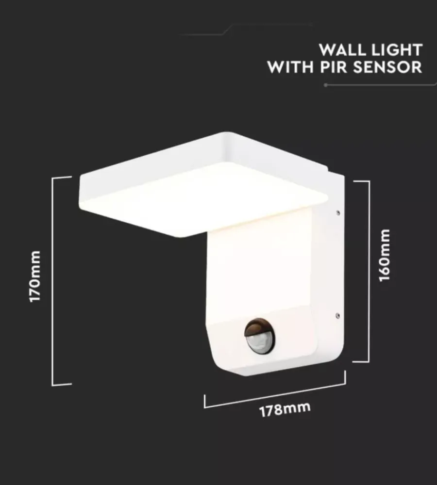 Online Applique quadrata led solare da esterno vtac bianco 3000k Illuminazione Per Esterno