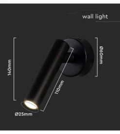 Illuminazione Per Interno- Applique slim da hotel nera per lettura 2w, 4000k