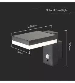 Illuminazione Per Esterno|Applique solare rettangolare con sensore 3000k ip44, 22,9x13x15,5cm