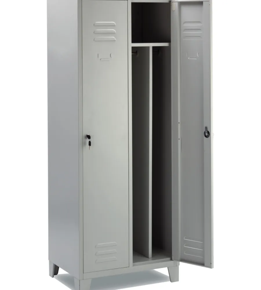 Officina E Garage- Armadietto spogliatoio sporco pulito essenza in metallo 2 posti 68,5x50x180 cm