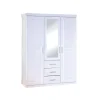 Armadi|Armadio 3 ante, 3 cassetti e specchio bianco, 140x190x55 cm