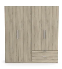 Outlet Armadio 4 ante 2 cassetti quercia 178x51,4x191,5 cm Armadi