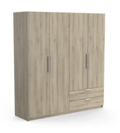 Outlet Armadio 4 ante 2 cassetti quercia 178x51,4x191,5 cm Armadi