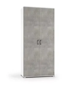 Armadi|Armadio 2 ante bianco e cemento 90x45x195 cm