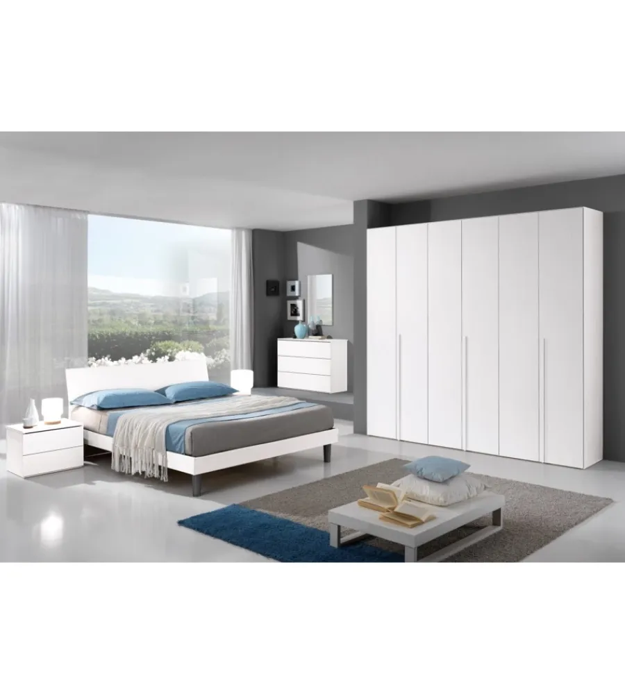 New Armadio 6 ante "giotto" bianco graffiato 258x54x240 cm Armadi