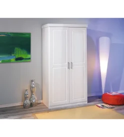 Armadi|Armadio 2 ante in pino massello bianco, 95x55x190 cm