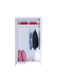 Armadi|Armadio 2 ante in pino massello bianco, 95x55x190 cm