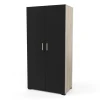New Armadio 2 ante "izzy" colore quercia e nero opaco, 90,3x51,7x185,7 cm Armadi