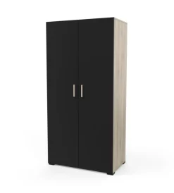 New Armadio 2 ante "izzy" colore quercia e nero opaco, 90,3x51,7x185,7 cm Armadi