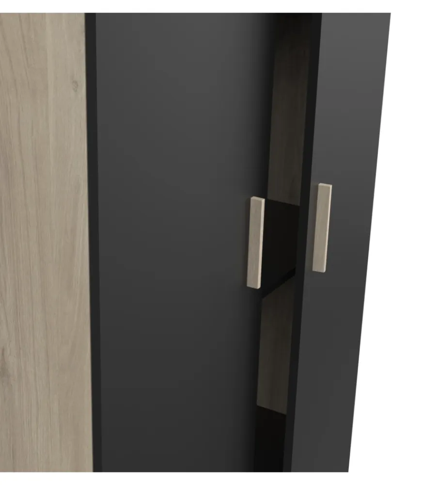 New Armadio 2 ante "izzy" colore quercia e nero opaco, 90,3x51,7x185,7 cm Armadi