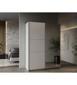 Armadi|Armadio 2 ante scorrevoli "ghost" con specchio bianco 148x59,9x203 cm