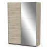 Armadi- Armadio 2 ante scorrevoli "ghost" con specchio quercia 148x59,9x203 cm