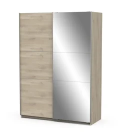 Armadi- Armadio 2 ante scorrevoli "ghost" con specchio quercia 148x59,9x203 cm