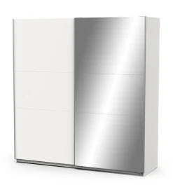 Armadi- Armadio 2 ante scorrevoli "ghost" con specchio bianco 194,4x59,9x203 cm