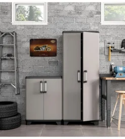 Armadio basso "sistema new" in polipropilene grigio 68x39x90 cm Riponimento In Resina