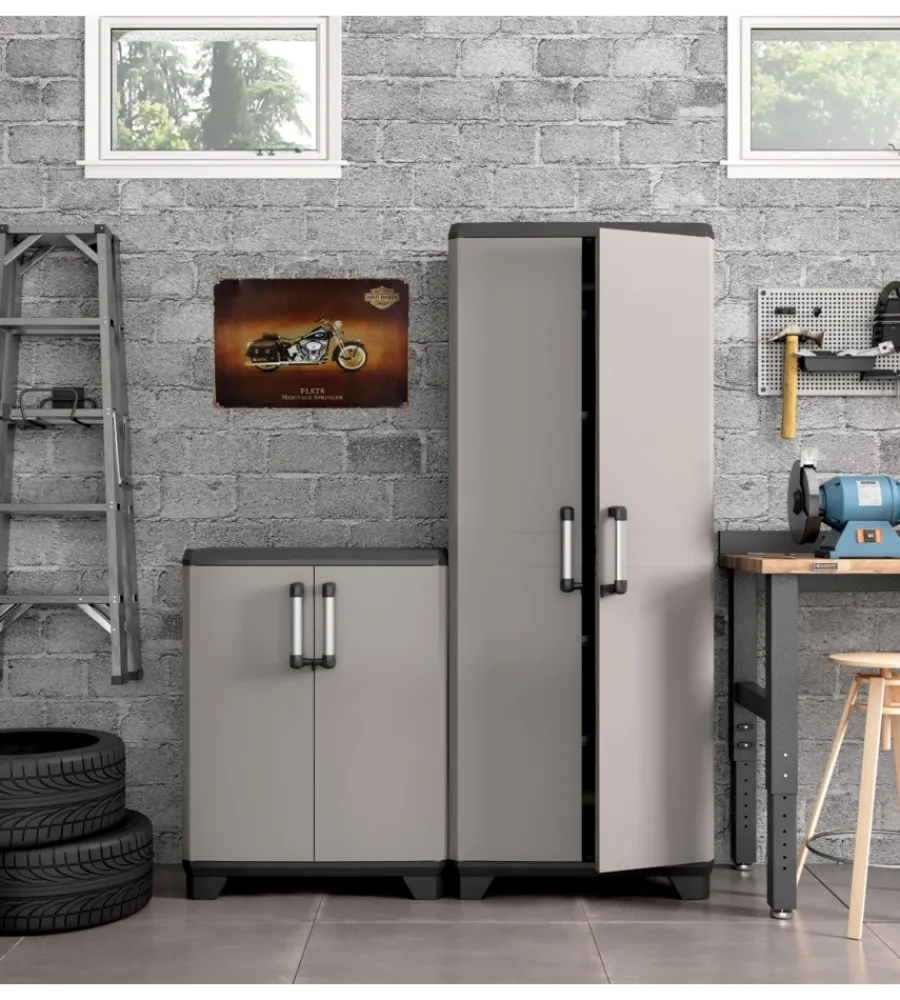 Armadio basso "sistema new" in polipropilene grigio 68x39x90 cm Riponimento In Resina