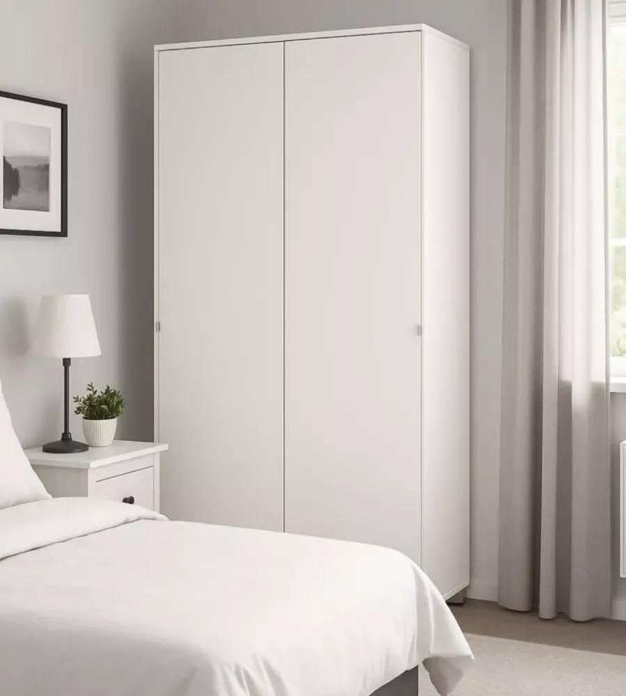 Sarmog Armadi|Armadio con 2 ante scorrevoli bianco, 82x41x190 cm