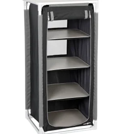 Armadio da campeggio pieghevole "mobiletto azabache hs" in alluminio e poliestere nero 4 ripiani 59x48x140 cm Campeggio