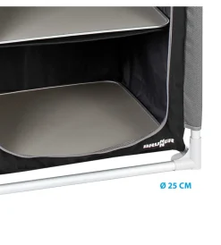Armadio da campeggio pieghevole "mobiletto azabache hs" in alluminio e poliestere nero 4 ripiani 59x48x140 cm Campeggio