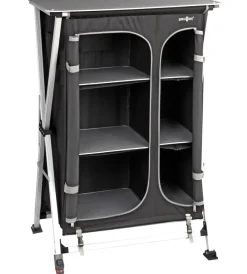Brunner Campeggio|Armadio da campeggio pieghevole "azabache hsc cross s" in alluminio e poliestere nero 6 ripiani 70x59x125 cm