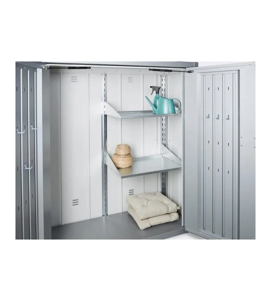 Contenitori Da Esterno-Biohort Armadio da esterno "romeo l" in acciaio argento metallizzato, 132x87x140 cm - 55080