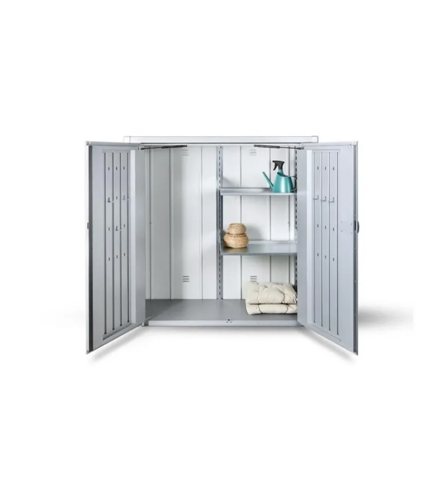 Contenitori Da Esterno-Biohort Armadio da esterno "romeo l" in acciaio grigio quarzo metallizzato, 132x87x140 cm - 58080